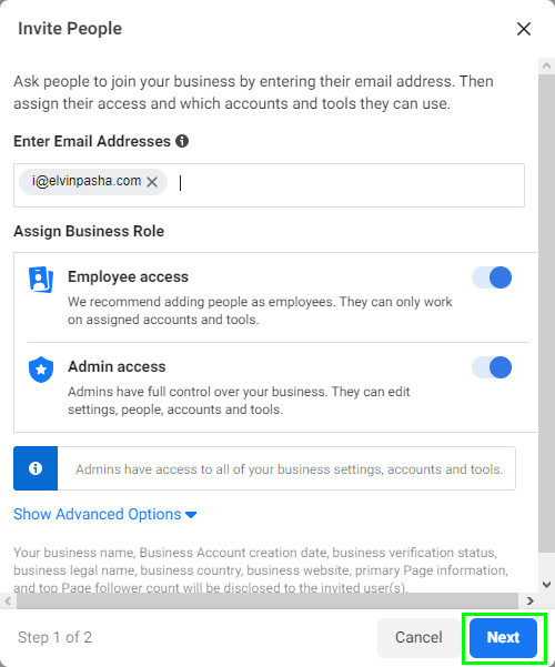 Meta Facebook Business Manager İstifadə Qaydası : E-mail Ünvanının Daxil Edilməsi