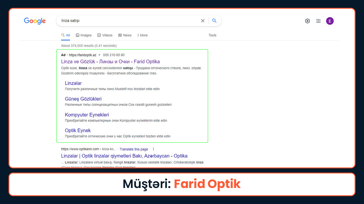 Google Reklamları Xidməti - Farid Optik