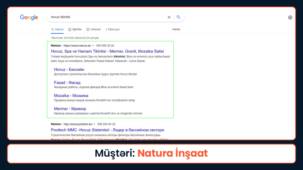 Google Reklamları Xidməti - Natura İnşaat