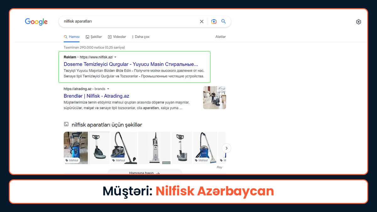 Google Reklamları Xidməti - Nilfisk Azərbaycan