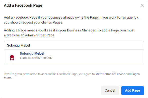 Meta Facebook Business Manager İstifadə Qaydası : Səhifə Seçimi Etmək